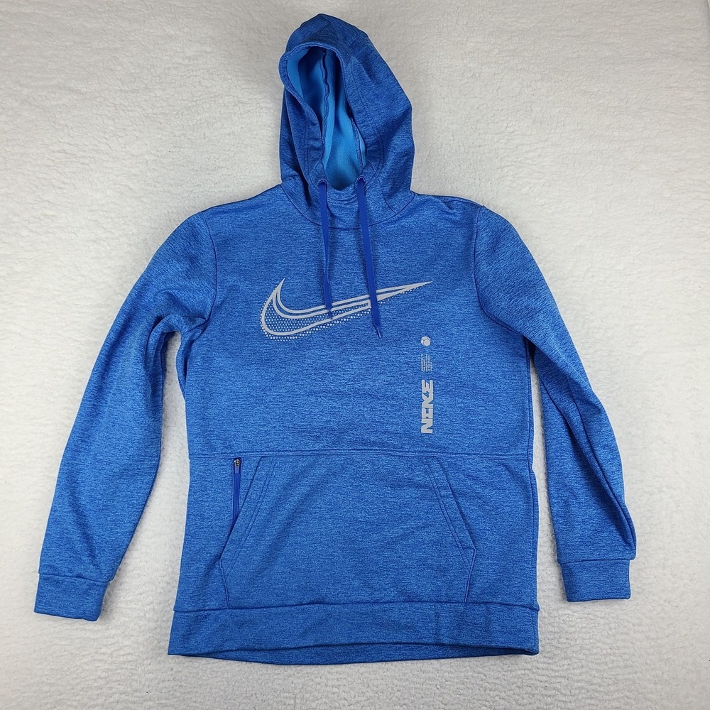Nike Hoodie Mens Medium Blue Therma Fit Graphic Swoosh Activewear DD1764-480